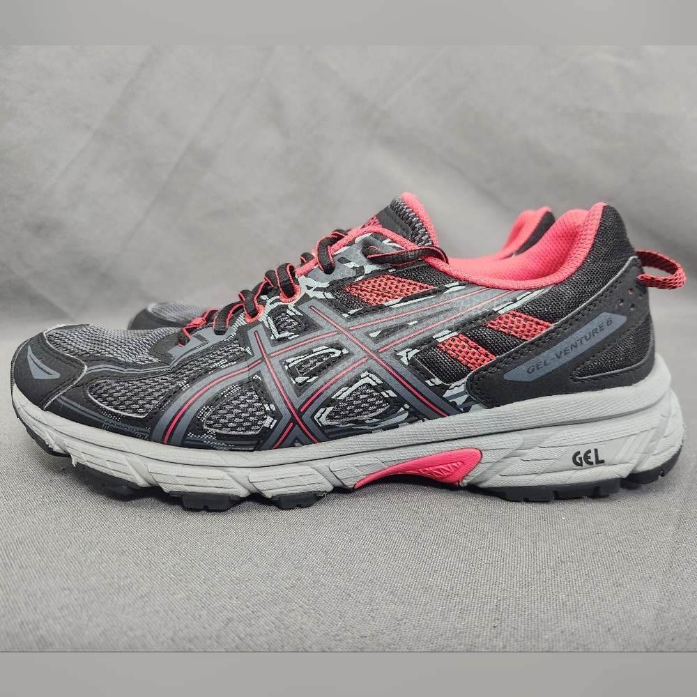 Asics Gel Venture 6 Womens Running Shoe Size 9.5 Gray Pink T7G7N